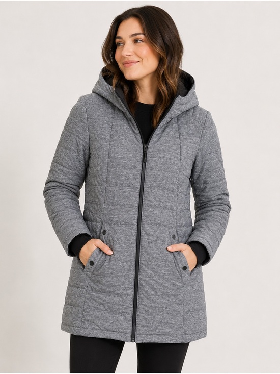 Haliteck Jackets & Blazers - Halitech Women’s Hooded Puffer Jacket Gray Black Size L